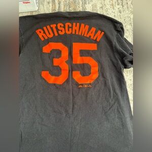 Majestic Black T‑Shirt with Bold Orange 'Rutschman 35' Back Print